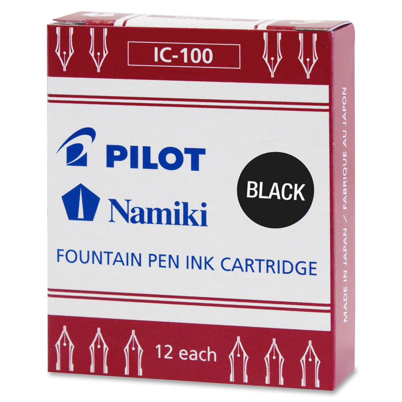 Pilot Fountain Pen Ink Cartridges, Fine Point, Black Ink, Pack Of 12 MPN:69100