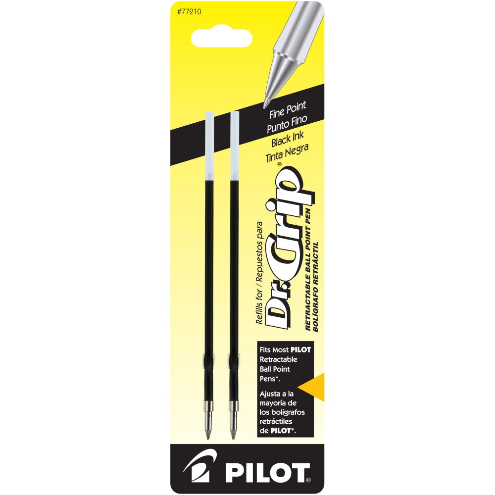 Pilot Ballpoint Pen Refills, For Dr. Grip Retractable Pens, Fine Point, 0.7 mm, Black Ink, Pack Of 2 MPN:77210