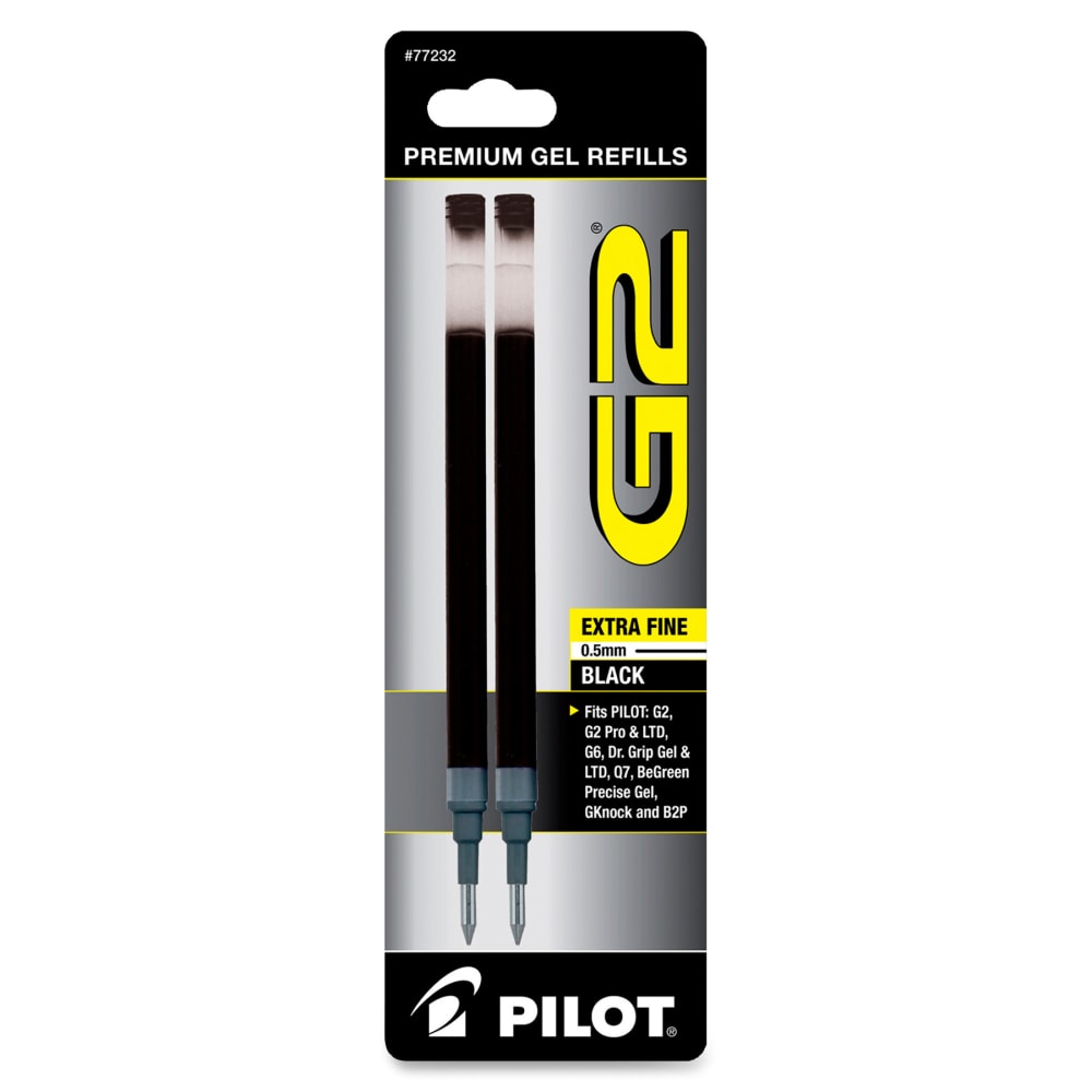 Pilot G2 Gel Refill, Extra Fine Point, 0.5mm, Black Ink, Pack of 2 Refills MPN:77232