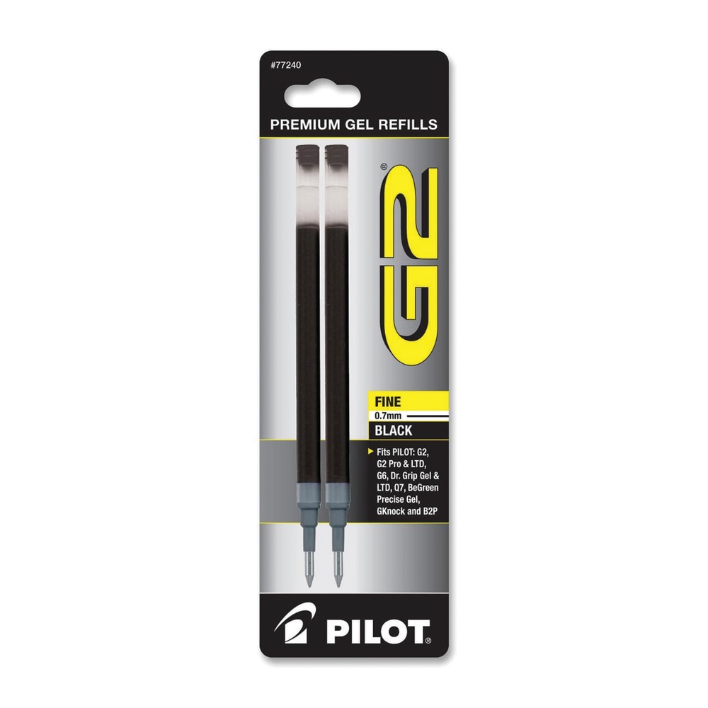Pilot G2 Gel Refill, Fine Point, 0.7mm, Black Ink, Pack of 2 Refills MPN:77240