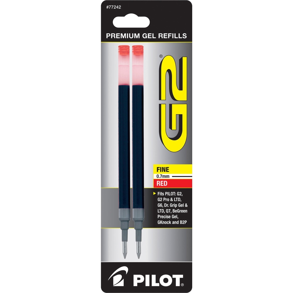Pilot G2 Gel Ink Refills, Fine Point, 0.7 mm, Red Ink, Pack Of 2 MPN:77242
