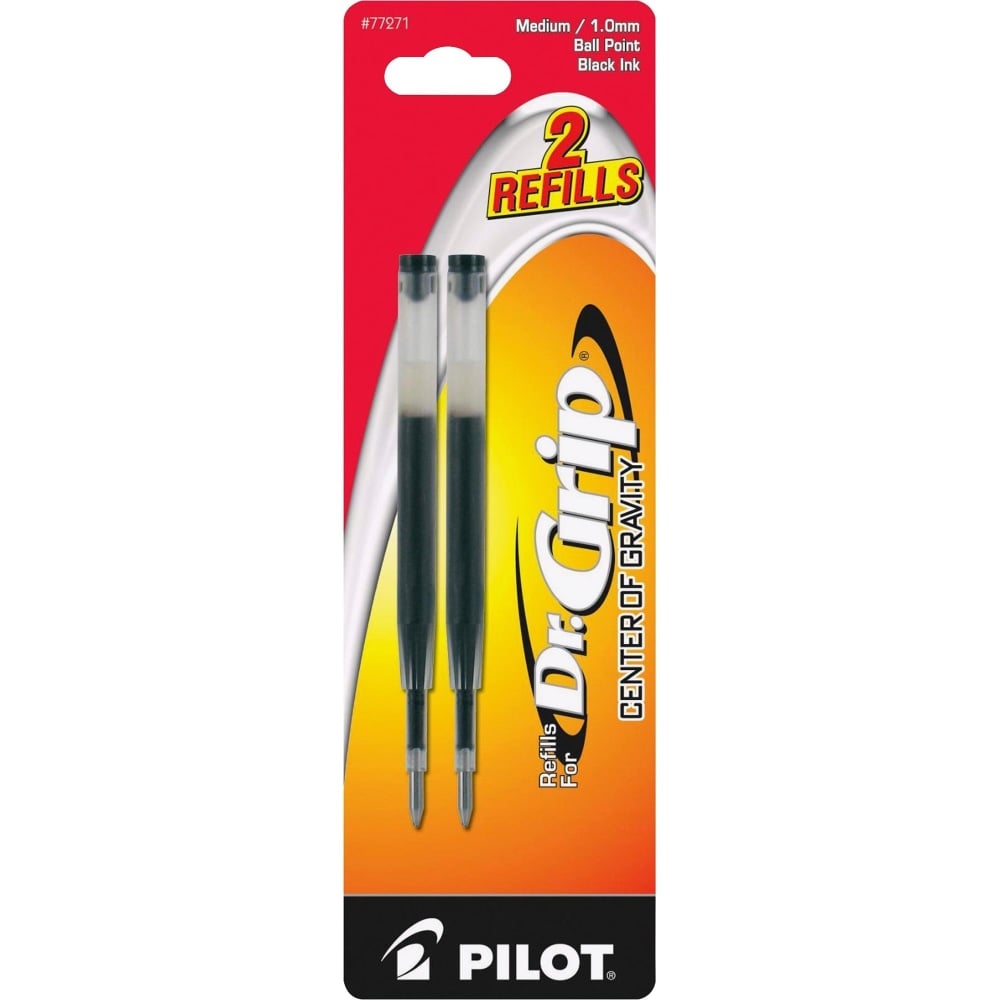 Pilot Dr. Grip Center Of Gravity Ballpoint Pen Refills, Medium Point, 1.0 mm, Black, Pack Of 2 Refills MPN:77271