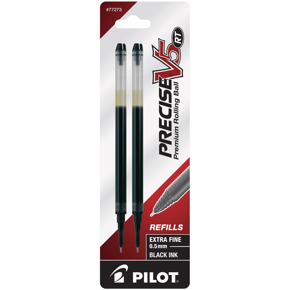 Pilot Precise Liquid Ink Retractable Rollerball Refills, V5, 0.5 mm, Extra-Fine Point, Black, Pack Of 2 MPN:77273