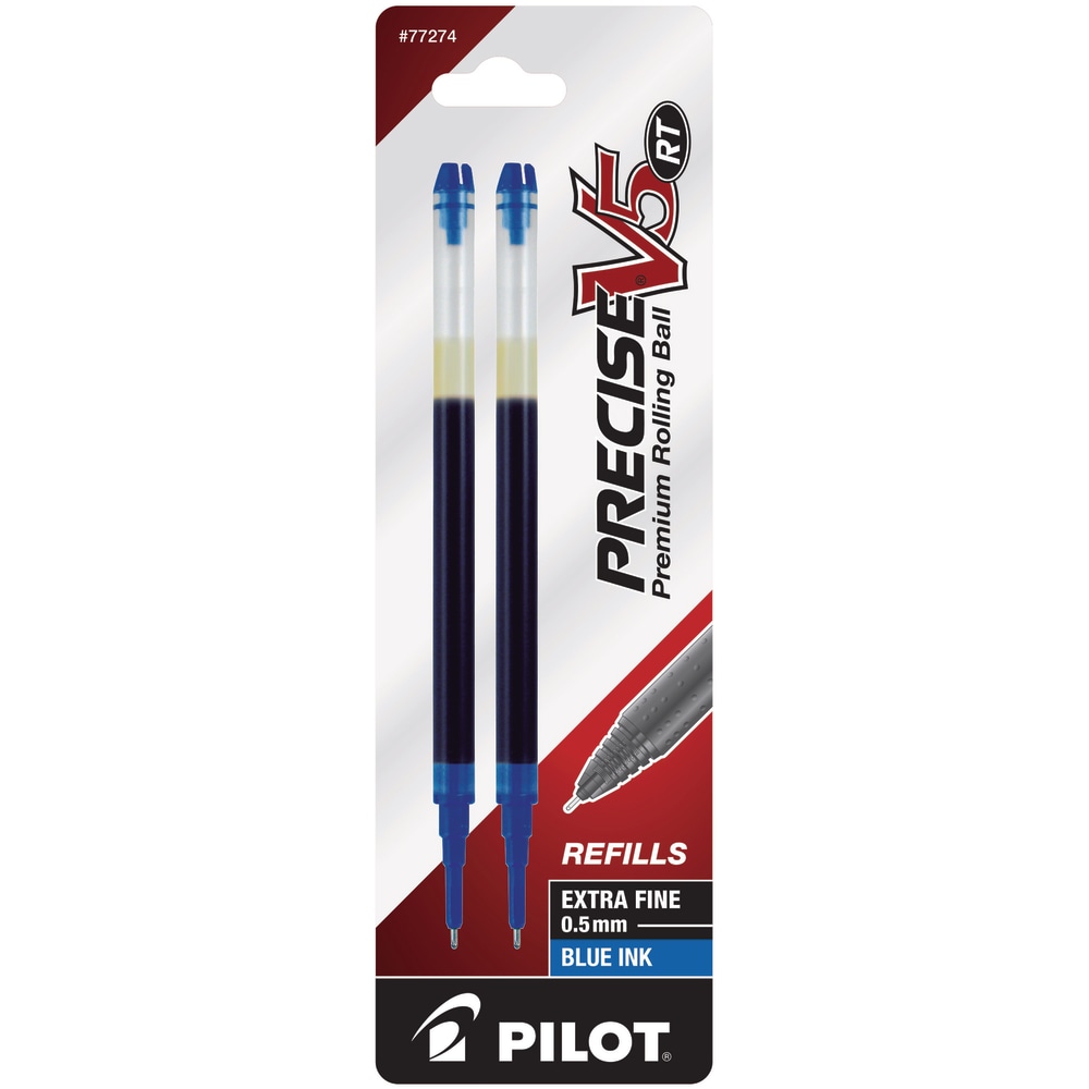 Pilot Precise Liquid Ink Retractable Rollerball Refills, V5, 0.5 mm, Extra-Fine Point, Blue, Pack Of 2 MPN:77274