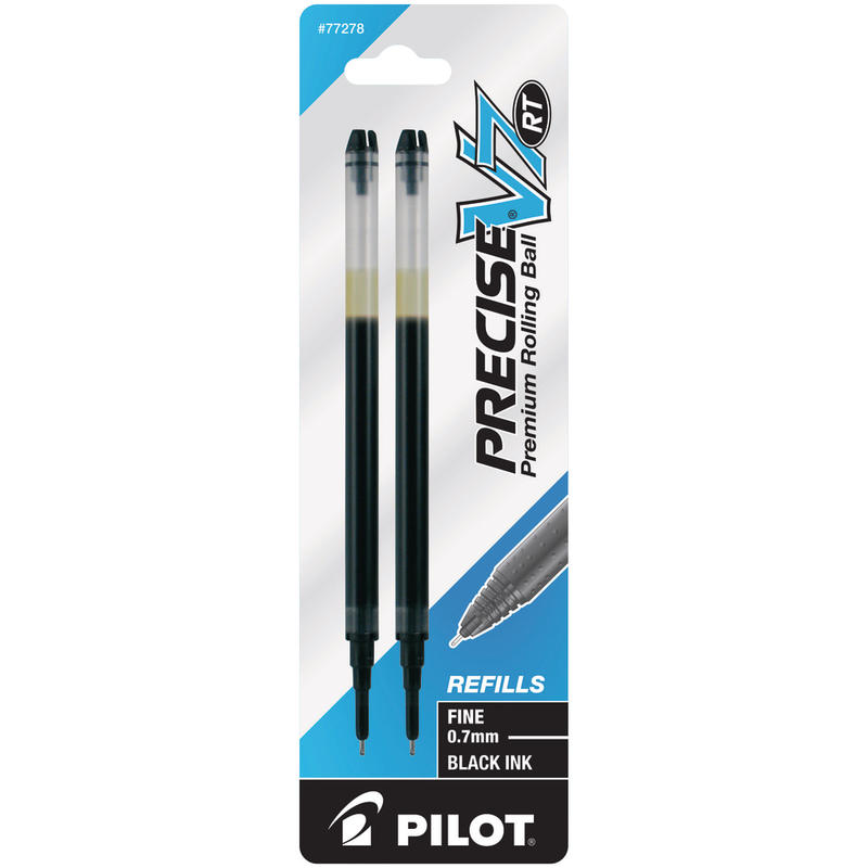 Pilot Precise Liquid Ink Retractable Rollerball Refills, V7, 0.7 mm, Fine Point, Black, Pack Of 2 MPN:77278
