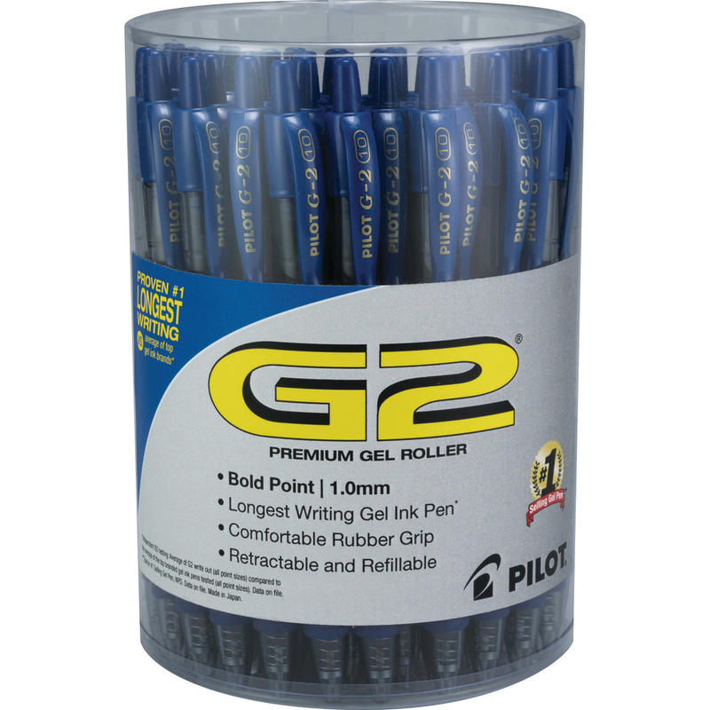 Pilot G2 Retractable Gel Pens, Bold Point, 1.0 mm Point Size, Blue Gel-Based Ink, Clear Barrels, Pack Of 36 Pens MPN:84099
