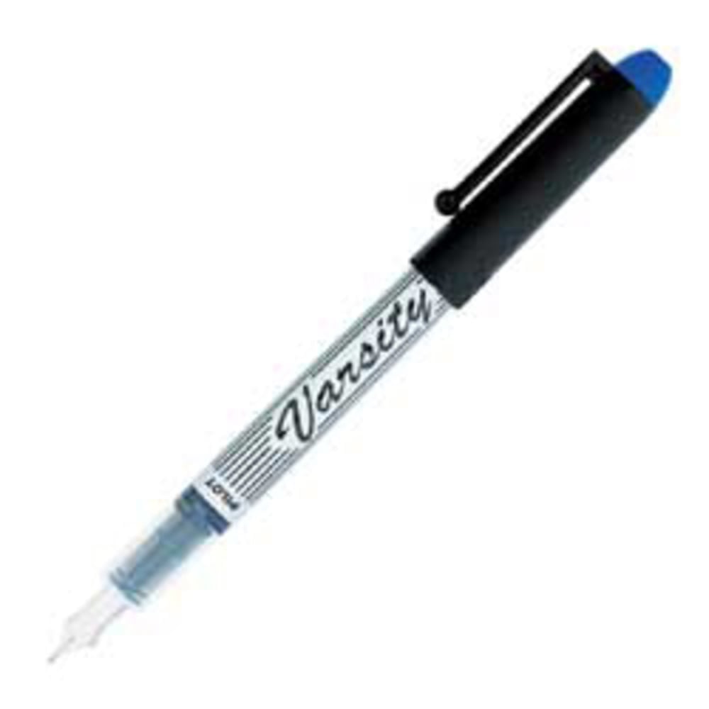 Pilot Varsity Disposable Fountain Pen, Medium Point, Black Barrel, Blue Ink MPN:90011