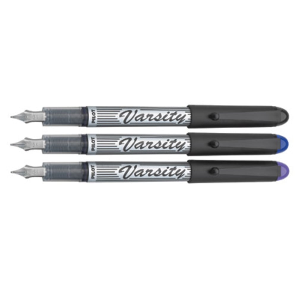 Pilot Precise Varsity Fountain Pens, Medium Nib, Black Barrel, Assorted Inks, Pack of 3 pens MPN:90022