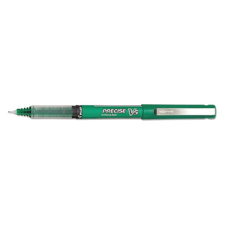 Precise V5 Rollerball Pen, Stick, Extra-Fine 0.5 mm, Green Ink, Green/Clear Barrel, PK12 MPN:PIL25104