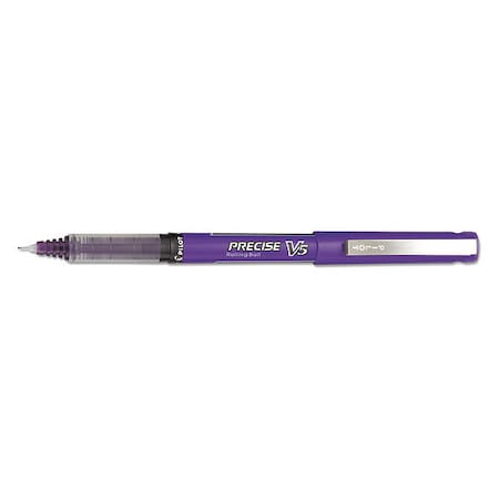 Precise V5 Rollerball Pen, Stick, Extra-Fine 0.5 mm, Purple Ink, Purple/Clear Barrel, PK12 MPN:PIL25106