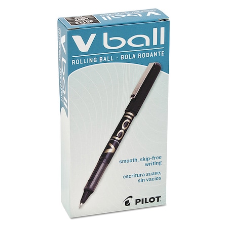 VBall Liquid Ink Rollerball Pen, Stick, Fine 0.7 mm, Black Ink, Black/Clear Barrel, PK12 MPN:PIL35112