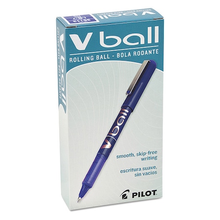 VBall Liquid Ink Rollerball Pen, Stick, Fine 0.7 mm, Blue Ink, Blue/Clear Barrel, PK12 MPN:PIL35113