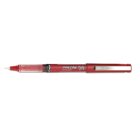 Precise V5 Rollerball Pen, Stick, Extra-Fine 0.5 mm, Red Ink, Red/Clear Barrel, PK12 MPN:PIL35336