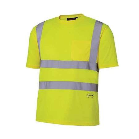 Short Sleeve Shirt, Polyester, Hi-Vis Yellow/Green, 3XL MPN:V1054060U-3XL