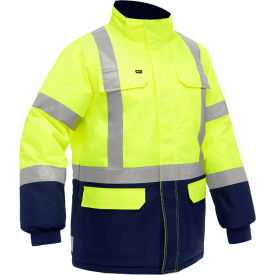 Bisley® Insulated Freezer Jacket with Navy Bottom L Hi-Vis Yellow 343M6450X-YLNV/L