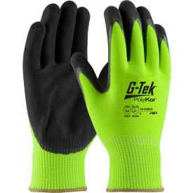 PIP G-Tek® CR Hi-Vis Lime Green Nitrile Grip Gloves HPPE/Glass Liner Black Palm XL 12 Pairs 16-340LG/XL