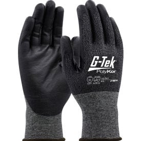 G-Tek® PolyKor® Seamless Knit Blended CR Gloves PU Coated ANSI A4 XL Black 12 Pair 16-541/XL