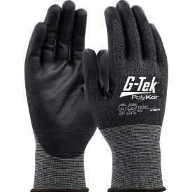 G-Tek® PolyKor® Seamless Knit Blended CR Gloves PU Coated ANSI A4 XS Black 12 Pair 16-541/XS