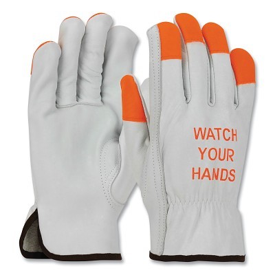 Cowhide Leather Driversglove With Hi-Vis Finger MPN:68-162HV/XXXL