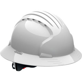 Evolution Deluxe 6161 Full Brim Hard Hat HDPE Shell 6-Pt Polyester Suspension Ratchet Adj. White 280-EV6161-10