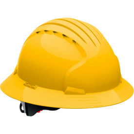 Evolution Deluxe 6161 Full Brim Hard Hat HDPE Shell 6-Pt Polyester Suspension Ratchet Adj. Yellow 280-EV6161-20