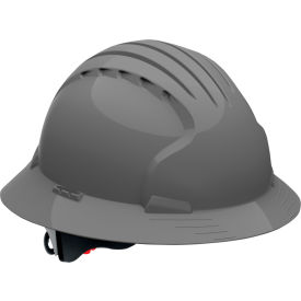 Evolution Deluxe 6161 Full Brim Hard Hat HDPE Shell 6-Pt Polyester Suspension Ratchet Adj. Gray 280-EV6161-40