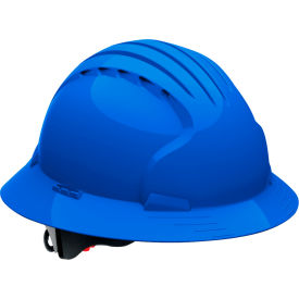 Evolution Deluxe 6161 Full Brim Hard Hat HDPE Shell 6-Pt Polyester Suspension Ratchet Adj. Blue 280-EV6161-50
