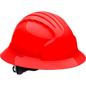 Evolution Deluxe 6161 Full Brim Hard Hat HDPE Shell 6-Pt Polyester Suspension Ratchet Adj. Red 280-EV6161-60