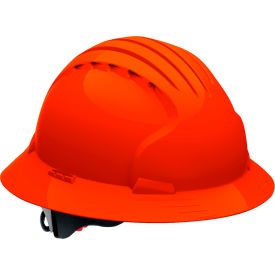 Evolution Deluxe 6161 Full Brim Hard Hat HDPE Shell 6-Pt Polyester Suspension Neon Orange 280-EV6161-OR
