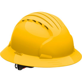 Evolution Deluxe 6161 Full Brim Hard Hat HDPE Shell 6-Pt Suspension Ratchet Adjustment Yellow 280-EV6161V-20
