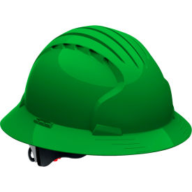 Evolution Deluxe 6161 Full Brim Hard Hat HDPE Shell 6-Pt Suspension Ratchet Adjustment Green 280-EV6161V-30