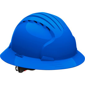 Evolution Deluxe 6161 Full Brim Hard Hat HDPE Shell 6-Pt Suspension Ratchet Adjustment Blue 280-EV6161V-50