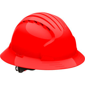 Evolution Deluxe 6161 Full Brim Hard Hat HDPE Shell 6-Pt Suspension Ratchet Adjustment Red 280-EV6161V-60