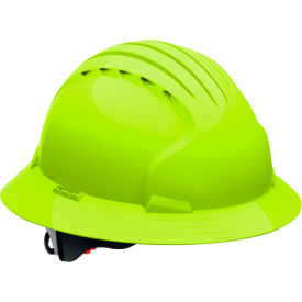 Evolution Deluxe 6161 Full Brim Hard Hat HDPE Shell 6-Pt Suspension Ratchet Adjustment Neon Ylw 280-EV6161V-LY