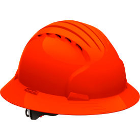 Evolution Deluxe 6161 Full Brim Hard Hat HDPE Shell 6-Pt Suspension Ratchet Adjustment Neon Org 280-EV6161V-OR