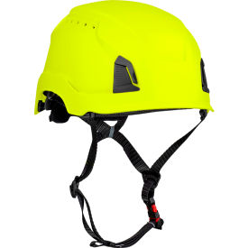 Traverse™ Industrial Climbing Helmet 4-Point Chin Strap Vented Type 1 Hi-Vis Yellow 280-HP1490RV-44