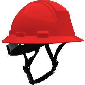Kilimanjaro™ Full Brim Safety Helmet 4-Point Textile Non-Vented Red 280-HP642R-CH-15