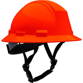 Kilimanjaro™ Full Brim Safety Helmet 4-Point Textile Non-Vented Hi-Vis Orange 280-HP642R-CH-31