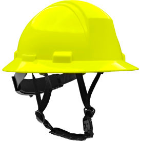 Kilimanjaro™ Full Brim Safety Helmet 4-Point Textile Non-Vented Hi-Vis Yellow 280-HP642R-CH-44