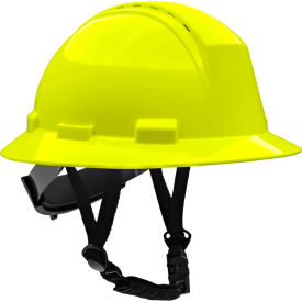 Kilimanjaro™ Full Brim Safety Helmet 4-Point Textile Vented Hi-Vis Yellow 280-HP642RV-CH-44