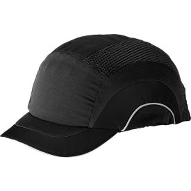 HardCap A1+ Baseball Style Bump Cap HDPE Protective Liner W/Adjustable Back Short Brim Black 282-ABS150-11