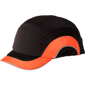 HardCap A1+ Baseball Style Bump Cap HDPE Protective Liner W/Adj. Back Short Brim Hi-Vis Orange 282-ABS150-18