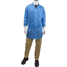 Uniform Technology™ Long ESD Sheer Labcoat with Knit Cuff L Nasa Blue BR6C-42NB-L