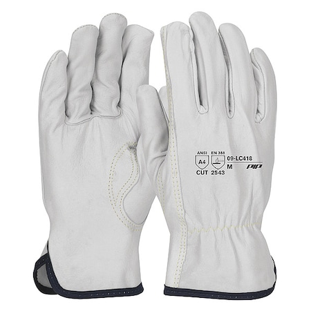 Leather Drivers Gloves, Shirred Slip-On Cuff, Keystone Thumb, Natural, XL, 12 PK MPN:09-LC418/XL