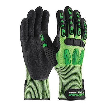 Hi-Vis Mechanics Impact Gloves, L, Black/Green MPN:120-5130/L