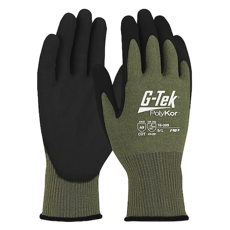 Cut-Resistant Glove, Cut Level A9, Dipped, Water-Based Polyurethane, Sandy, M 12 PK MPN:16-399/M