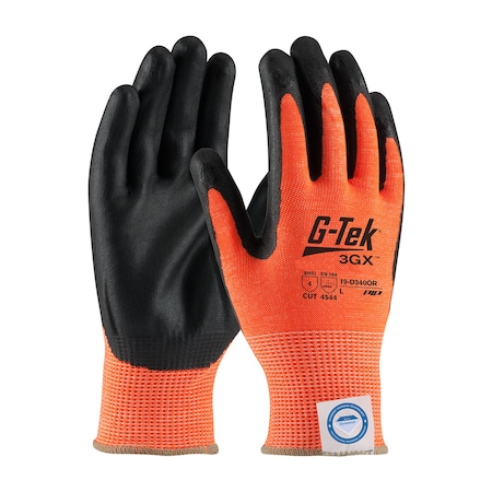 Hi-Vis Cut Resistant Coated Gloves, Cut Level A4, Nitrile, Foam, L 12 PK MPN:19-D340OR/L