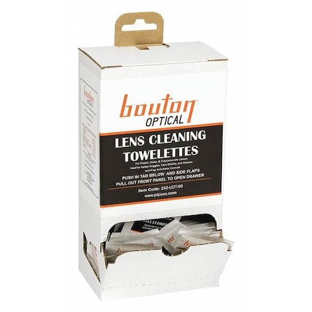 Lens Cleaning Towelette Dispenser, Pre-Moistened, Non-Silicone, 100 Wipe Count, PK100 MPN:252-LCT100