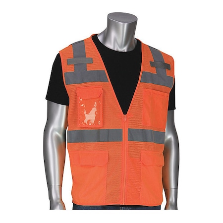 Hi-Visibility Vest, 5 Pockets, Org, 5XL MPN:302-0750-OR/5X