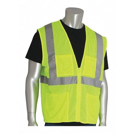 Hi-Visibility Vest, 4 Pockets, Lime Yl, 5XL MPN:302-MVGZ4PLY-5X